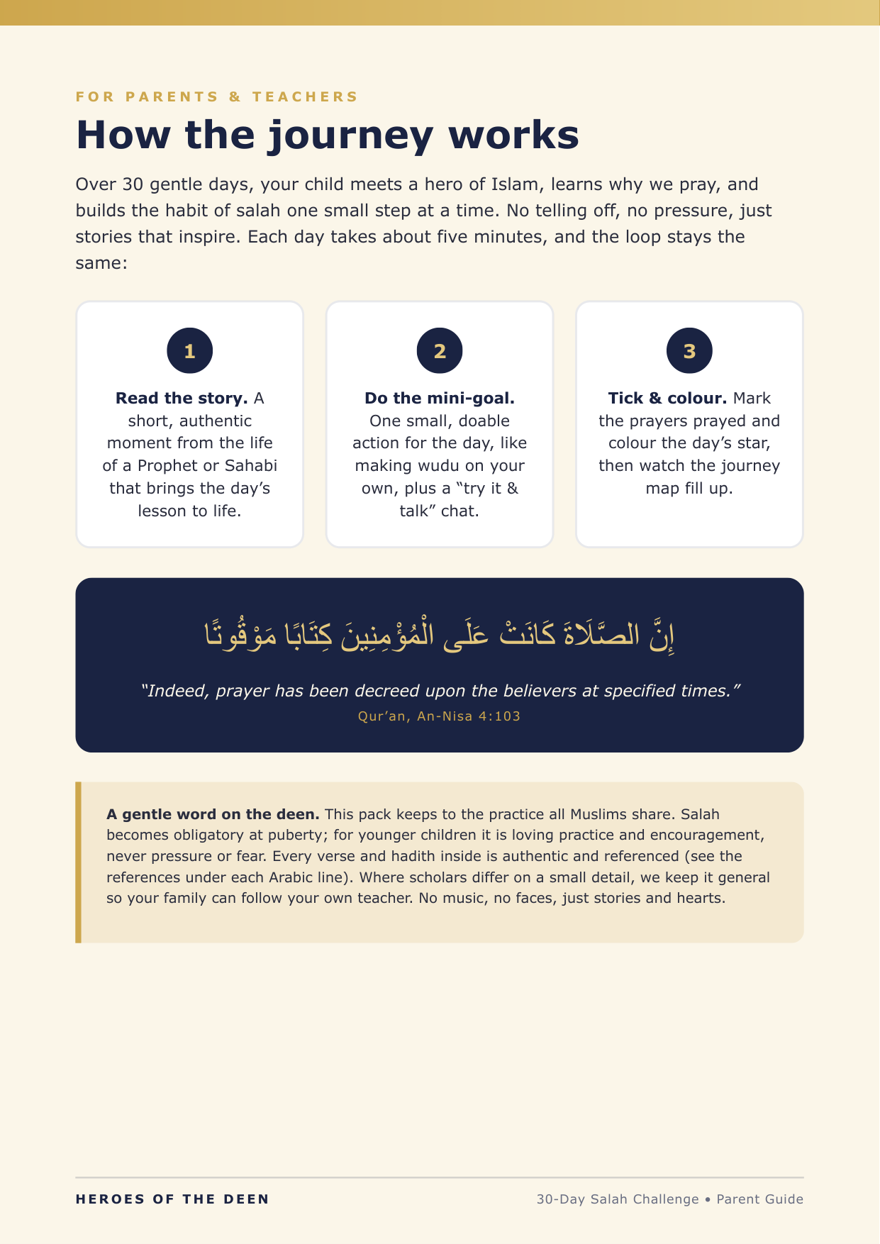 How the journey works: parent guide page